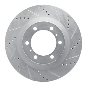Lexus GX460 Brake Rotor (1) - Front Right - R1 Concepts - Drilled & Slotted - Silver - `10-`24
